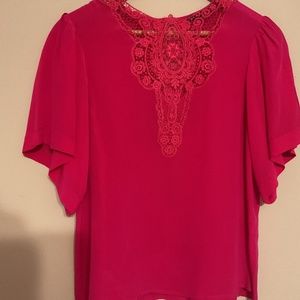 Nanette Lepore 100% Silk Pink Flowy Blouse Size 4
